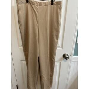 Alfred Dunner 16 Pants Elastic Waist Pockets Polyester Blend Tan Khaki Preowned​